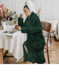 PAVILIA Womens Housecoat Zip Robe, Sherpa Zip Up Front Robe Bathrobe, Fuzzy Warm Zipper House Coat Lounger for Women Ladies Elderly with Pockets, Fluffy Fleece Long - Emerald Green (Small/Medium)