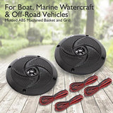 Pyle Low-Profile Waterproof Marine Speakers - 100W 4 Inch 2 Way 1 Pair Slim Style Waterproof Weather Resistant Outdoor Audio Stereo Sound System w/ Blue Illuminating LED Lights - Pyle (Black)