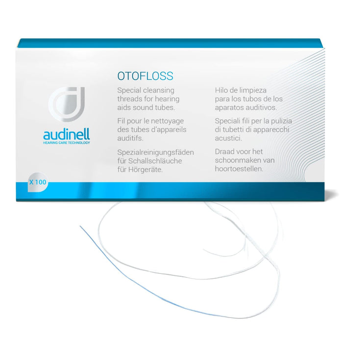 Audinell OtoFloss Hearing Aid Cleaning Threads | 100 pcs | Accessory Tool Safe for Hearing Aids, Earbuds, IEMs | Thread & Pull to Remove Debris & Eliminate Moisture