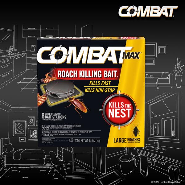 Combat Max Large Roach Killing Bait Stations, Child-resistant, 8 Count (Pack of 6)