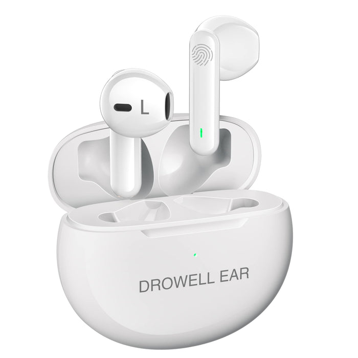 DROWELL EAR Hearing Aids, Hearing Aids for Seniors Rechargeable with Noise Cancelling Hearing Amplifiers for Seniors & Adults Hearing Loss with Portable Charging Case White