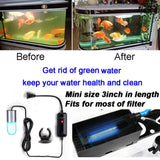 Mini 3W Timer Aquarium &UV-C Water Clean Light Algae Clear Green Bloom Clean Fish Tank Water Clean Lamp for Sump Pond Filter Tank