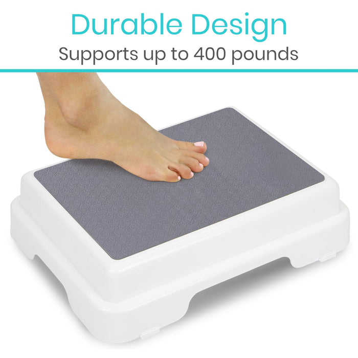 Vive Bath Shower Step Stool (4.5") - Slip Resistant, Stackable, Indoor/Outdoor - Safety Stepping Stool Bathroom Aid for Handicap, Elderly, Seniors, Bathtub, High Beds, Kitchens - Nonslip