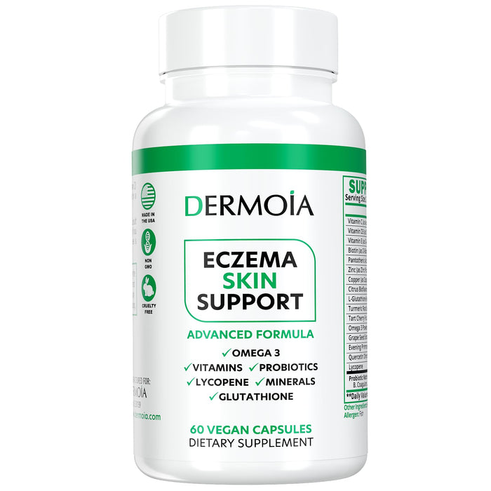 DERMOIA Eczema Supplements - Formulated Dyshidrotic Eczema Pills for Adults - Providing Eczema Relief, Targeting the Intervention of Eczema, Irritated Dry Skin, and Enhanced with Psoriasis Supplements