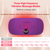 Portable Cordless Heating Pad, Electric Waist Belt Device,Fast Heating Pad with 3 Heat Levels and 3 Vibration Massage Modes, Back or Belly Heating Pad for Women and Girl(Purple)