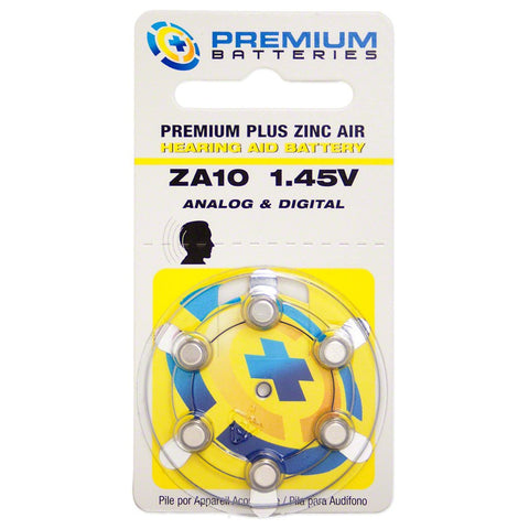Premium Batteries Size 10 1.45V Hearing Aid Battery Yellow Tab (600 Batteries)