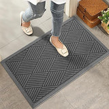 HIYARD Durable Front Door Mat, Absorbent Muddy Dirt Resist Welcome Door Mats Outdoor Indoor, Stain and Fade Resistant, Non-Slip Rubber Backing Low Profile Doormat for Entryway, 30×17, Charcoal