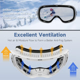 findway Ski Goggles Pro for Women & Men-100% UV 400 Protection-Interchangeable Lens,Anti Fog Over Glasses Snowboard Goggles