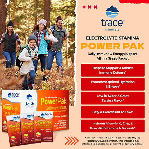 Trace Minerals | Power Pak Electrolyte Powder Packets | 1200 mg Vitamin C, Zinc, Magnesium | Boost Hydration, Immunity, Energy, Muscle Stamina | Guava Passionfruit | 30 Packets