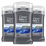 DOVE MEN + CARE Deodorant Stick for Men Midnight Classico 3 Count Aluminum Free 72-Hour Odor Protection Mens Deodorant With Essential Oils & 1/4 Moisturizing Cream 3oz