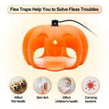 Flea Traps for Inside Your Home, Flea Killer Trap Indoor Natural Safe Pest Control Trapper House Sticky Insect Killer with Light & Switch, Bed Bug Trap Safe for Kid & Pet, 2 Packs Pumpkin