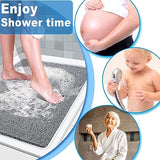 Shower Mats Non Slip for Elderly, 23.2x31.1’’Lager Loofah Non Slip Shower Mat, Loofah Bath Mats for Shower, Non Slip Bath/Shower Mat for Elderly-Grey