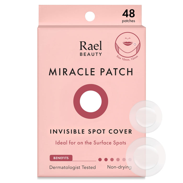 Rael Pimple Patches, Miracle Invisible Spot Cover - Hydrocolloid Acne Pimple Patch for Face, Blemishes, Zits Absorbing Patch, Breakouts Spot Treatment for Skin Care, Facial Sticker, 2 Sizes (48 Count)