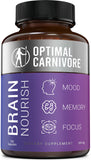 Optimal Carnivore Lions Mane Mushroom Supplement & Beef Brain, Powerful Nootropics Brain Support Supplement, Brain Supplements for Memory and Focus, 180 Capsules