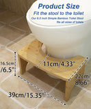 Bamboo Toilet Stool for Adults, 6.5" Poop Stool, Bathroom Toilet Potty Stool with Non-Slip Mat for Adults Children, Original Simple Design Healthy Portable Adult Toilet Poop Stool.(Wood) Healthy Gifts