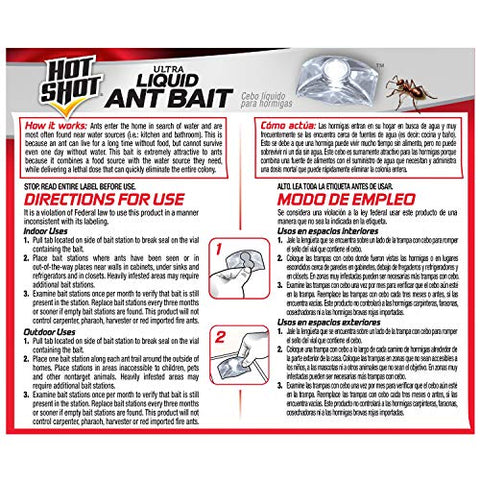 Hot Shot Ultra Liquid Ant Bait, Kills the Queen & Colony, Pack of 6