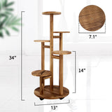 GEEBOBO 5 Tiered Tall Plant Stand for Indoor, Wood Plant Shelf Corner Display Rack, Multi-tier Planter Pot Holder Flower Stand for Living Room Balcony Garden Patio (Walnut)