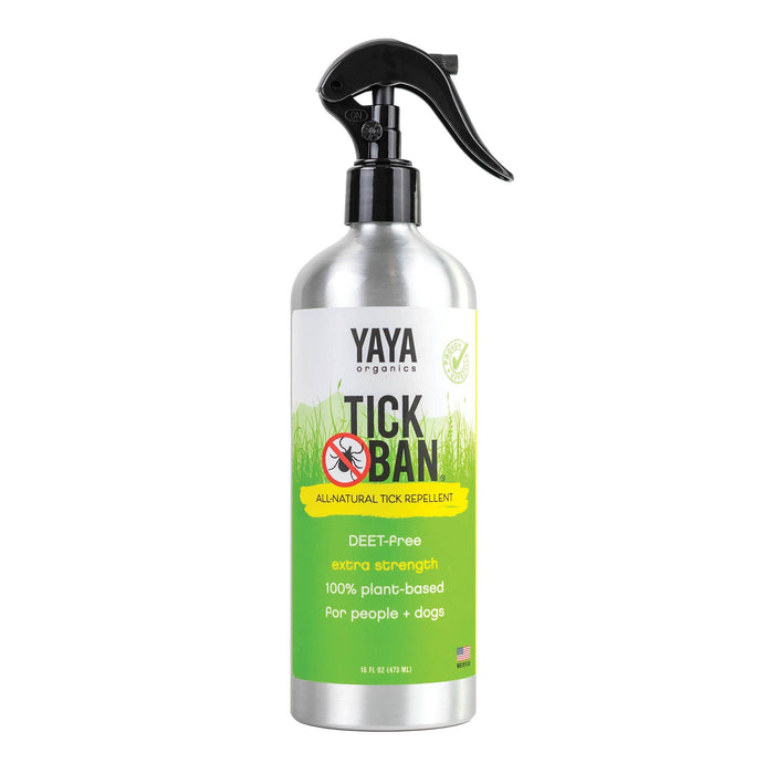 TICK BAN Yaya Organics All Natural Extra Strength Tick Repellent DEET Free - 16 Ounce Spray Bottle