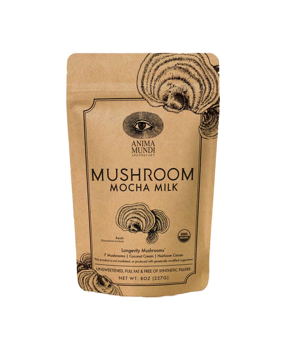 Anima Mundi Apothecary Mushroom Mocha Milk - Organic Dairy-Free Creamer with Coconut, 7 Mushrooms and Cacao - Vegan Coconut Cream and Mushroom Powder for Coffee, Tea and More (8oz / 227g)