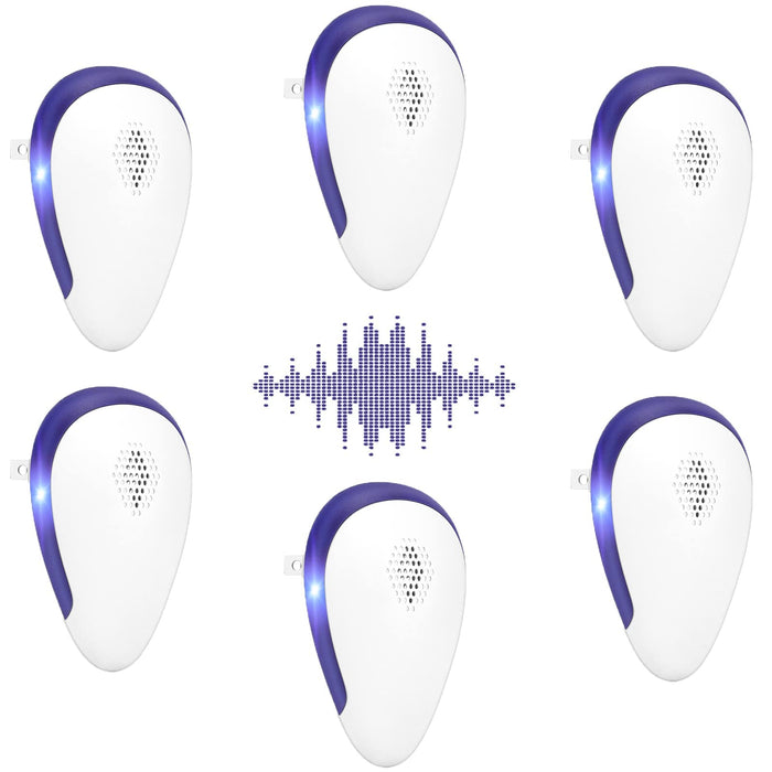 TIMIROYA Ultrasonic Pest Repeller, Pest Repellent Ultrasonic Plug in, Pest Repeller Indoor 6 Pack for Bugs Insects Roaches Mice Rodents Mosquitoes, White