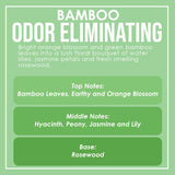 Bamboo Odor Eliminating Highly Fragranced Candle - Eliminates 95% of Pet, Smoke, Food, and Other Smells Quickly - Up to 80 Hour Burn time - 12 Ounce Premium Soy Blend