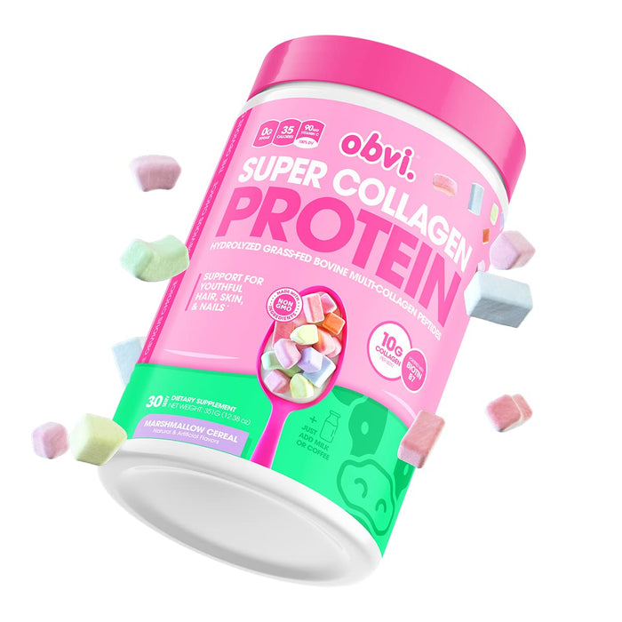 Obvi Collagen Peptides, Protein Powder, Keto, Gluten and Dairy Free, Hydrolyzed Grass-Fed Bovine Collagen Peptides, Supports Gut Health, Healthy Hair, Skin, Nails (Marshmallow Cereal, 30 Servings)