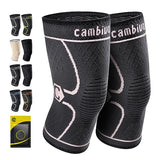 CAMBIVO 2 Pack Knee Brace, Knee Compression Sleeve for Men and Women, Knee Support for Running, Workout, Gym, Hiking, Sports (Pink,Large)