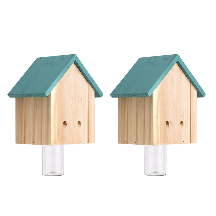 GRTRE 2 Pack Wood Carpenter Bee Trap for Outside - Wood Boring Bee Trap - Best Bee Trap - Nature Cabin Style Carpenter Bee Traps Outdoor Hanging