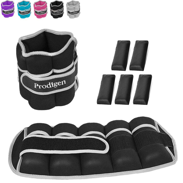 Prodigen Adjustable Ankle Weights Set for Men & Women Ankle Wrist Weight for Walking, Jogging, Gymnastics (Black, 3.5lbs x2)