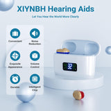 XIYNBH Hearing Aids, Rechargeable Hearing Aids with High-Definition Digital Displays for Seniors with Noise Cancelling, Hearing Amplifier Adjustable Volume and Charging Case