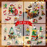 Christmas Advent Calendar 2023 Building Set, HOGOKIDS Countdown Playset 24 Collectible Surprise, 1099 PCS Christmas Toy Tree Santa Party Favors Building Block, Xmas Gift for Kids Boys Girls Ages 6-12+