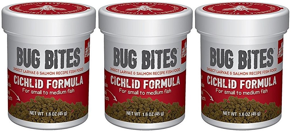 Fluval (3 Pack) Bug Bites Cichlid Formula for Small/Medium Fish (1.6 oz. Per Bottle)