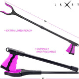 Grabber Reacher Tool - 2 Pack - Newest Version Long 32 Inch Foldable Pick Up Stick - Strong Grip Magnetic Tip Lightweight Trash Picker Claw Reacher Grabber Tool Elderly Reaching - by Luxet (Pink)