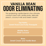 Vanilla Bean Odor Eliminating Highly Fragranced Candle - Eliminates 95% of Pet, Smoke, Food, and Other Smells Quickly - Up to 80 Hour Burn time - 12 Ounce Premium Soy Blend