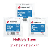 Dealmed Sterile Gauze Pads – 100 Count, 4’’ x 4’’ Disposable and Individually Wrapped Gauze Pads, Wound Care Product for First Aid Kit and Medical Facilities