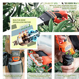 T TOVIA Cordless Electric Pruner Kit, 1.6 Inch Pruning Shears and 5 Inch Handheld Electric Chain Saw with 75 Inch Foldable Extension Pole, 2 Pack 25V Lithium Batteries, SK5 Blades