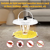 2 Pack Flea Traps for Inside Your Home with 10 Sticky Discs & 4 Bulbs & 2 Charge Cables, 360° Flea Light Trap for Indoor Flea Killer, Non Toxic Flea Control Bed Bug Trap, Friendly to Pet & Kid, White