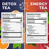 Total Tea Detox Tea & Energy Tea Set - 25 Day Detox Tea - Herbal SIim Tea with Chamomile - Hibiscus Tea and Ginger Root for Colon Cleanse – Natural Citrus & Cinnamon Herbal Tea for Digestive Health