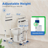 GreenChief Stand Alone Toilet Safety Rails 350lbs, Adjustable Toilet Frame with 4 Suction Cups, Medical Toilet Arms to Help Stand, Padded Toilet Handles for Elderly, Bariatric, Handicap and Disabled