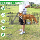 VASALAID Live Animal Trap Cage, 43.6 X 16.9 X 18.1inch Catch and Release, Humane Live Trap Cage Indoor & Outdoor Foldable Live Trap for Foxes, Large Dogs, Coyotes, Raccoons, Woodchucks