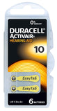 Duracell Hearing Aid Batteries Size 10 pack 60 batteries