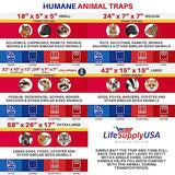 LifeSupplyUSA Humane Live Animal Trap - Catch and Release 1-Door Cage Trap for Rats, Feral Cats, Raccoons, Rabbits, Skunks, Squirrels, Similar Sized Animals - No Kill Easy Trapping (24"x7"x7")