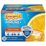 Emergen-C Immune+ Triple Action Immune Support Powder, BetaVia (R), 1000mg Vitamin C, B Vitamins, Vitamin D and Antioxidants, Super Orange – 50 Count