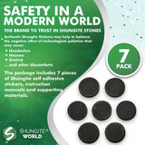 Shungite World 7 pcs Shungite Sticker for Cell Phone Case Tablet Laptop Computer - Round Dot Healing Energy Shungite Stones Protection Plate with Carbon Fullerenes (Unpolished, 30 mm / 1.18")