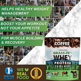 Opportuniteas Coffee Whey Protein Powder - Low Carb & Keto Friendly - 27g Protein - Grass Fed Whey Isolate + Colombian Coffee - 60mg Caffeine - Pre or Post Workout Drink Mix, Shake & Smoothie - 2.5 lb