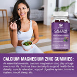 Calcium Magnesium Zinc Gummies with Vitamin D3 - High Absorption Complex Calcium Supplement with Sea Moss, Elderberry for Bone, Muscles, Immune, Mood & Sleep Support, Vegan - 60 Gummies (2 Pack)