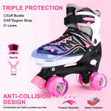 Sowume Adjustable Roller Skates for Girls and Women, All 8 Wheels of Girl's Skates Shine, Safe and Fun Illuminating for Kids