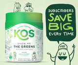 KOS Organic Super Greens Powder Erythritol Free - Plant Based Algae Superfood Blend with Spirulina, Chlorella & Wheatgrass - USDA, Vegan, Green Juice Smoothie Drink - Apple Sorbet Flavor, 28 Servings