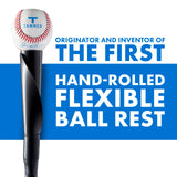 TANNER TEE ORIGINAL Premium Pro-Style Baseball/Softball Adult Batting Tee with Tanner Original Base, Hand-rolled Flexible Rubber Ball Rest, Adjustable: 26" to 43", Durable Steel Stem