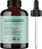 Pure Rosemary Essential Oil with Dropper - Undiluted Rosemary Oil for Hair Skin and Nails and Refreshing Aromatherapy Oil for Diffusers - Rosemary Essential Oil for Cleansing Dry Scalp Care 4oz